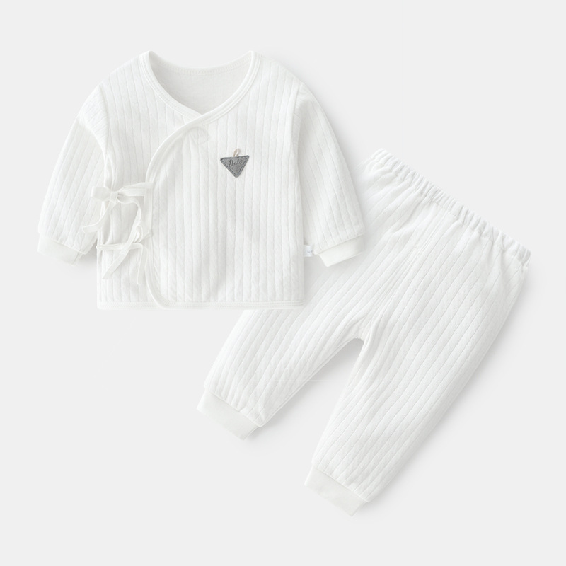 日本代购新生婴儿纯棉套装春秋款两件套分体内衣秋衣裤初生和尚服