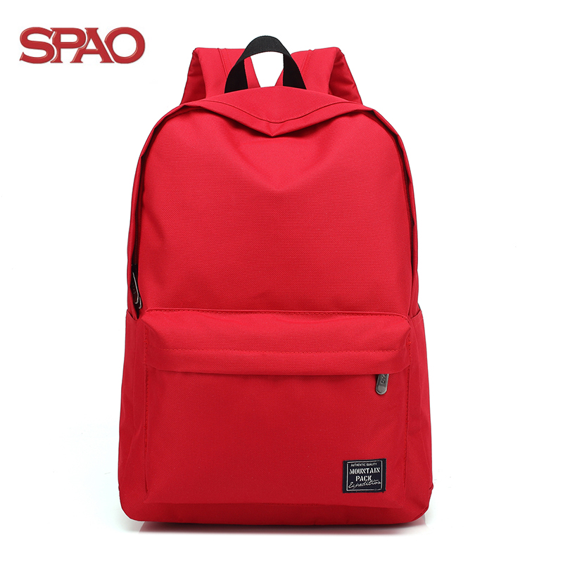 spao经典款双肩背包正品正红色学生校园书包外出双肩包大容量背包