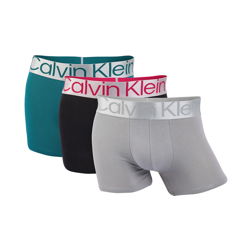 3件装Calvin Klein/凯文克莱男士舒适纯棉平角内裤CK四角内裤短裤
