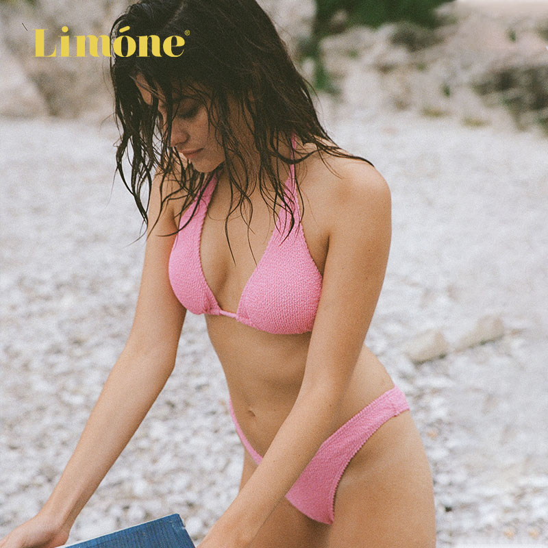 Limone2022冬季新款三角杯分体泳衣女小胸聚拢性感辣妹度假比基尼