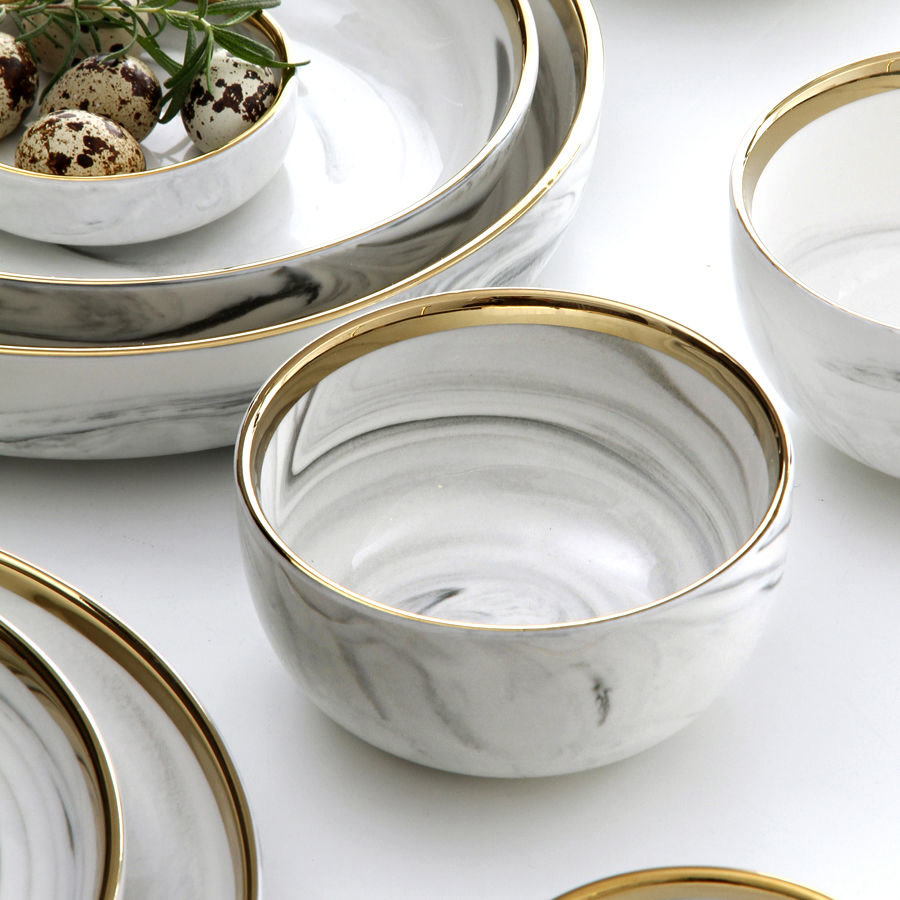 大理石纹创意一人食餐具上班族泡面碗吃饭碗家用陶瓷碗面碗汤碗