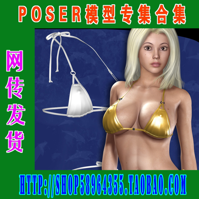 Poser 服装模型 性感 透明 泳装 内衣 丁字裤之二(3M-164)