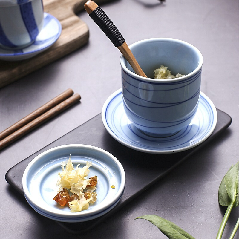 现货速发日式陶瓷鸡蛋羹碗商用家用带盖小炖罐燕窝隔水炖盅蒸蛋碗