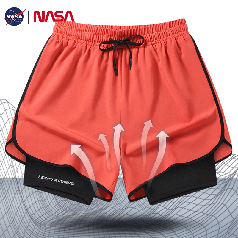 NASA联名冰丝休闲运动短裤男女款夏季跑步健身专用速干透气三分裤