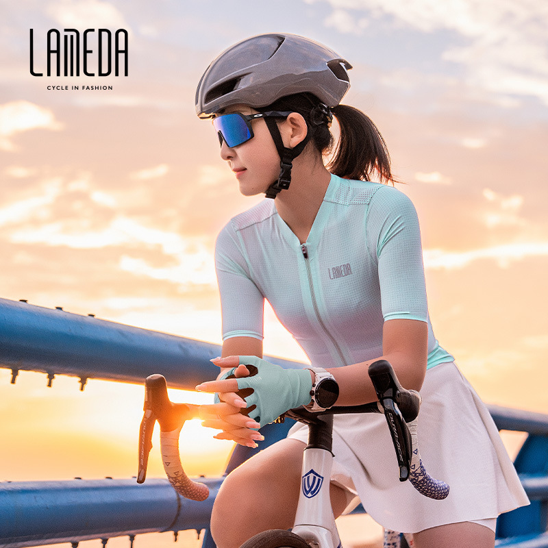 兰帕达骑行服2024新款全梭织短袖透气排汗夏季专业竞技款女单车服