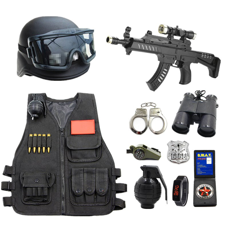 小警察玩具特种兵战术背心户外迷彩马甲军迷cs装备幼儿园表演服装
