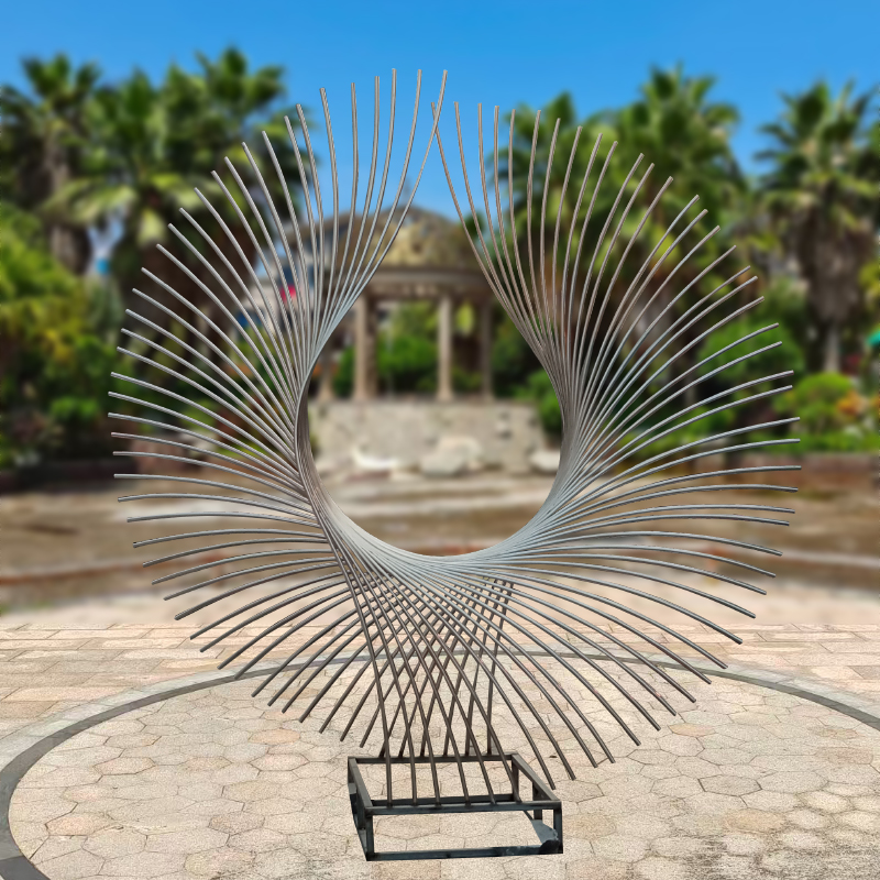 大型不锈钢抽象凤尾雕塑定制金属镂空创意翅膀装饰园林景观品水景
