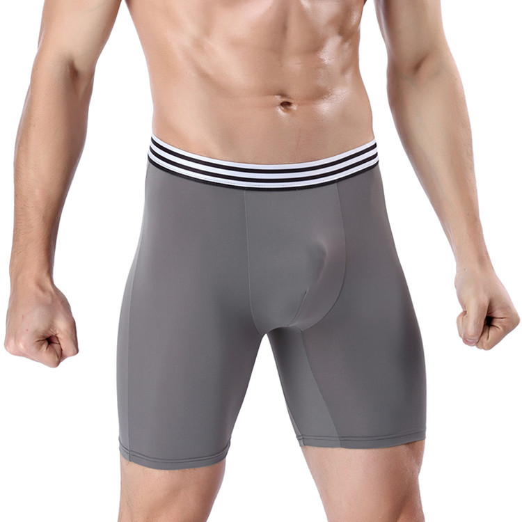 夏季男士运动内裤加长冰丝中腰平角裤跑步防磨腿透气超薄速干短裤