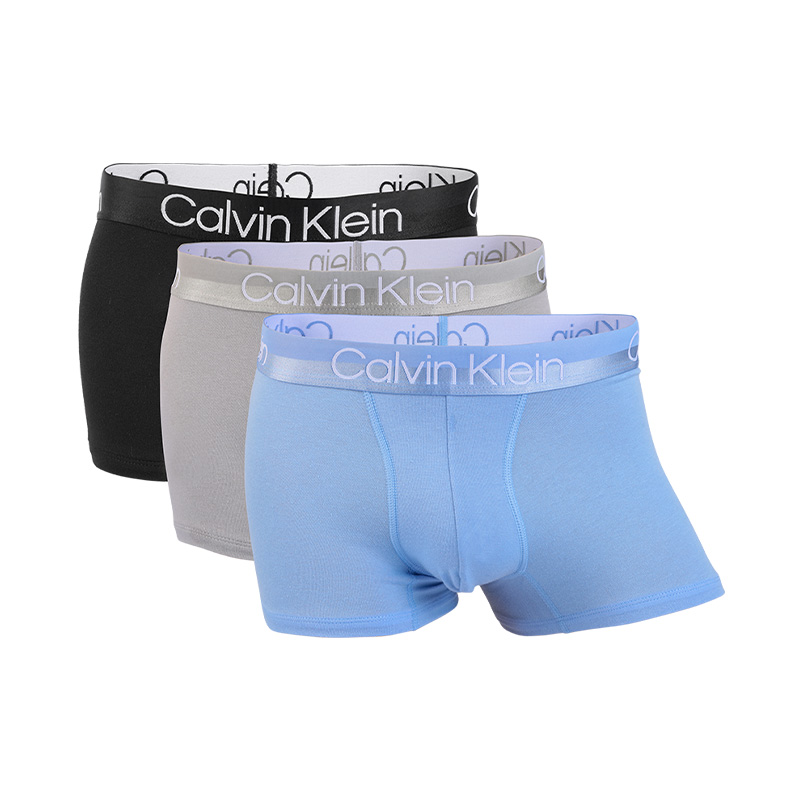 [保税仓]3条Calvin Klein男士纯色简约平角裤CK中腰四角内裤短裤