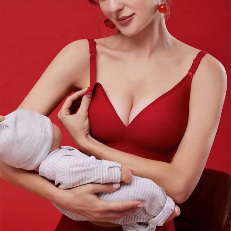 红色孕妇哺乳内衣内裤套装结婚新娘本命年文胸罩聚拢专用产后喂奶