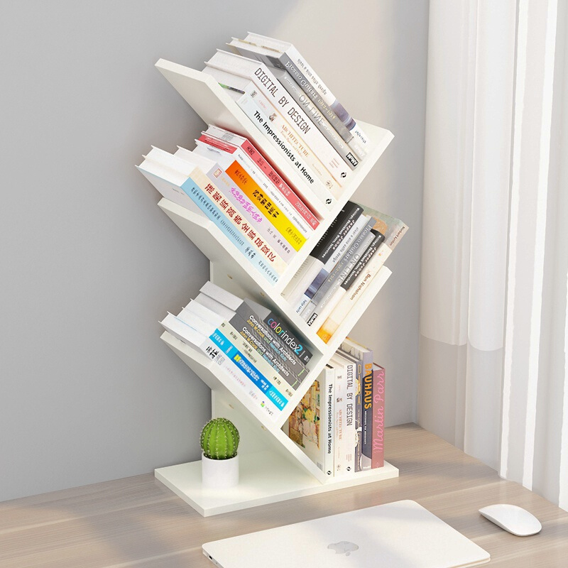 书架北欧风格白色简易落地靠墙飘窗实木矮书柜客厅置物架小型创意