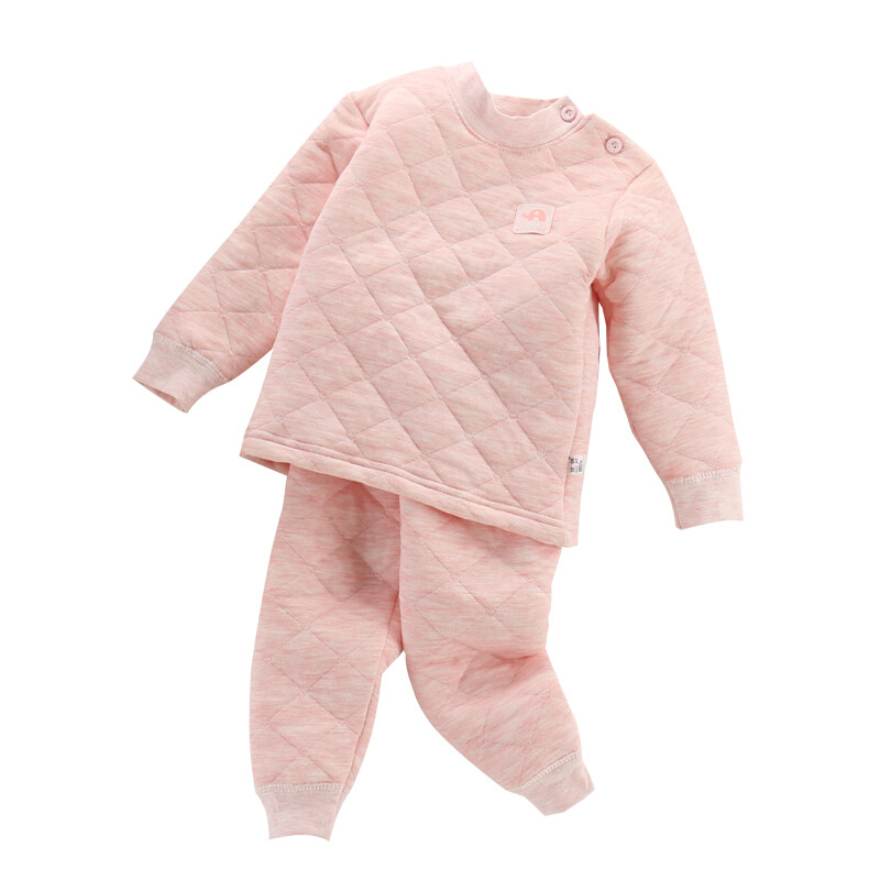 儿童保暖内衣套装男童女童宝宝三层夹棉秋衣婴儿加绒加厚睡衣