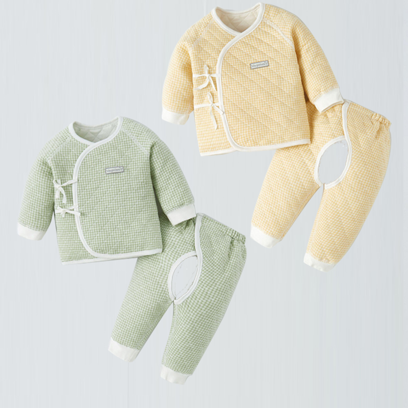 新生儿婴儿衣服冬内衣保暖套装和尚服春秋季上衣宝宝夹棉无骨52码