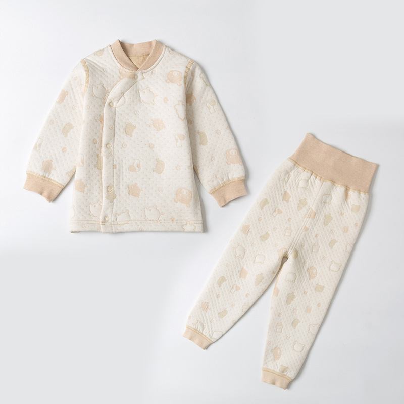 宝宝冬季保暖内衣套装天然彩棉A类婴幼儿柔软薄棉内衣6个月-4岁
