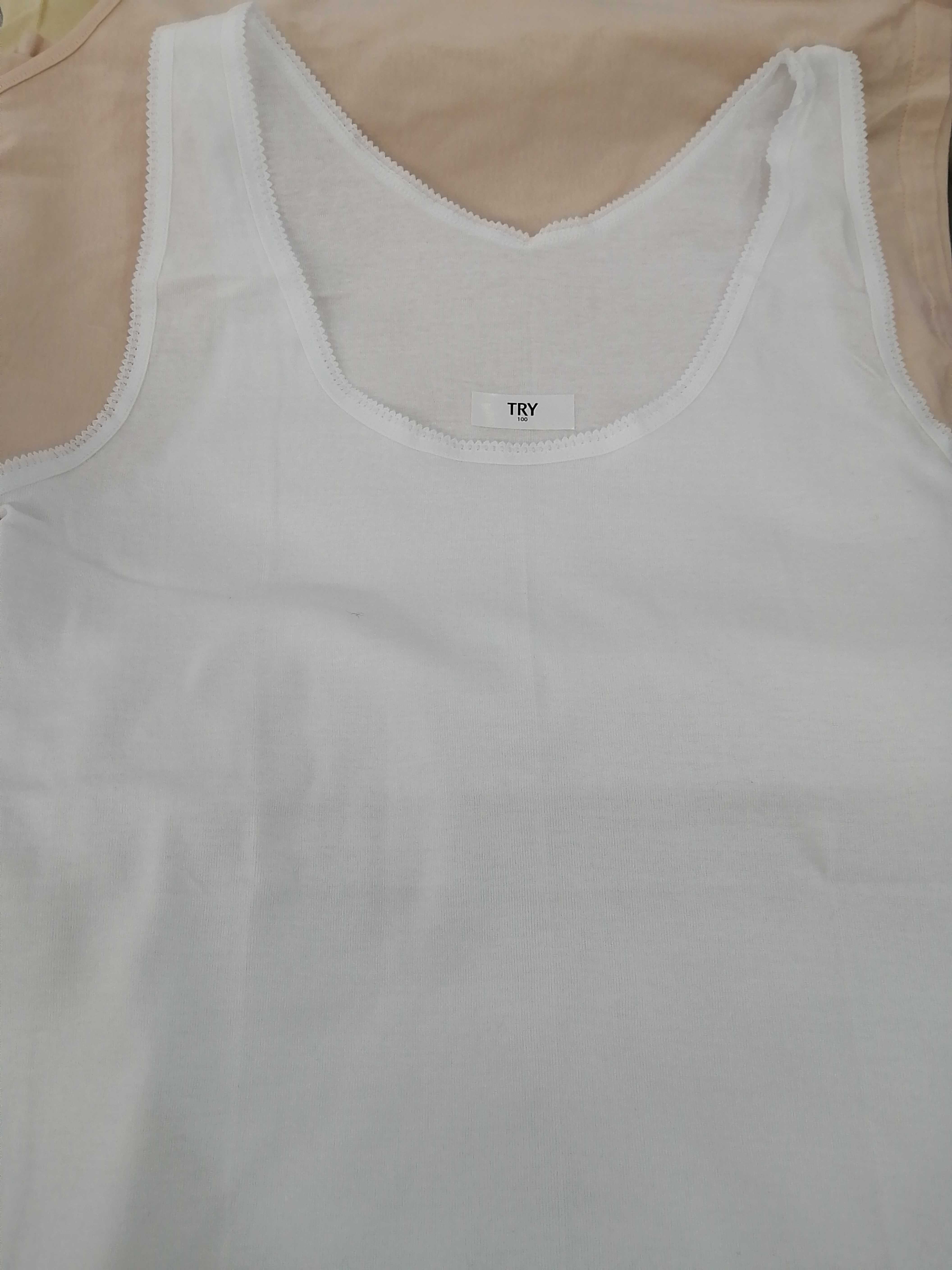 韩国TRY特来品牌内衣纯棉女士纯色白色薄款打底针织背心