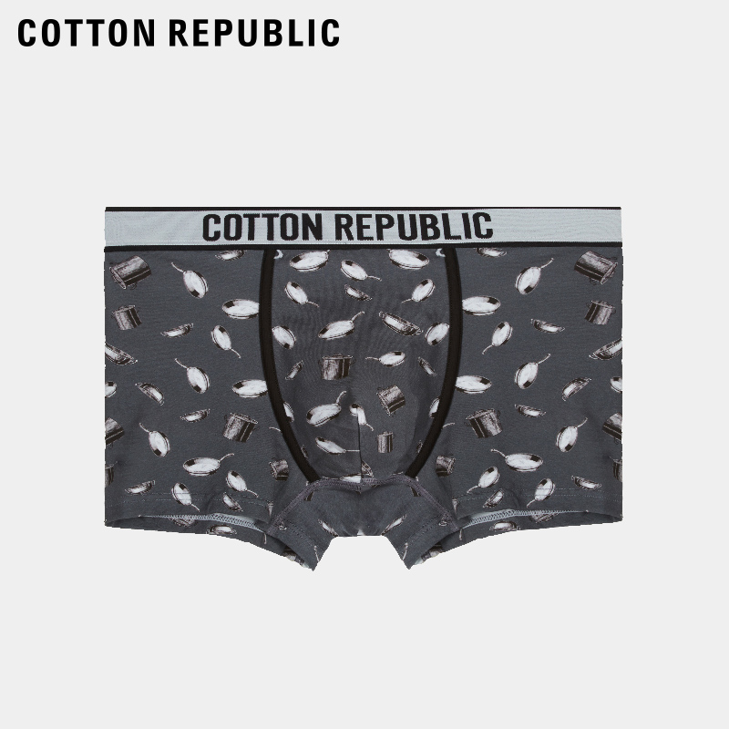 Cotton Republic/棉花共和国男士平角内裤棉质性感印花中腰内裤男