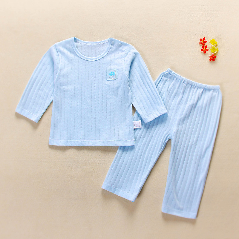 夏季宝宝内衣套装全棉婴儿衣服初生薄款长袖睡衣儿童夏天空调服