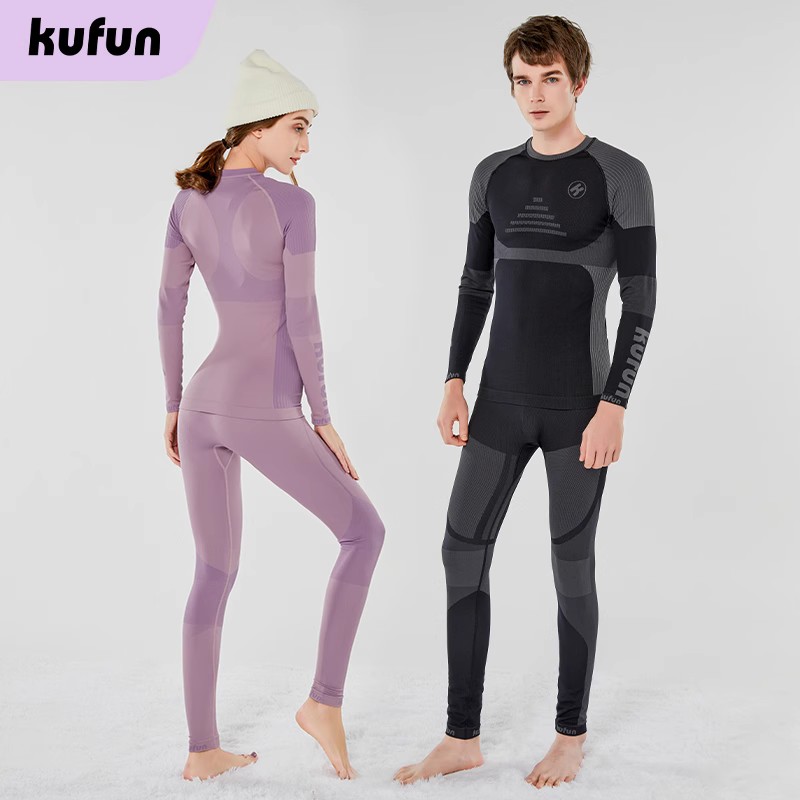 酷峰kufun滑雪速干衣保暖压缩功能内衣女男户外登山透气排汗套装