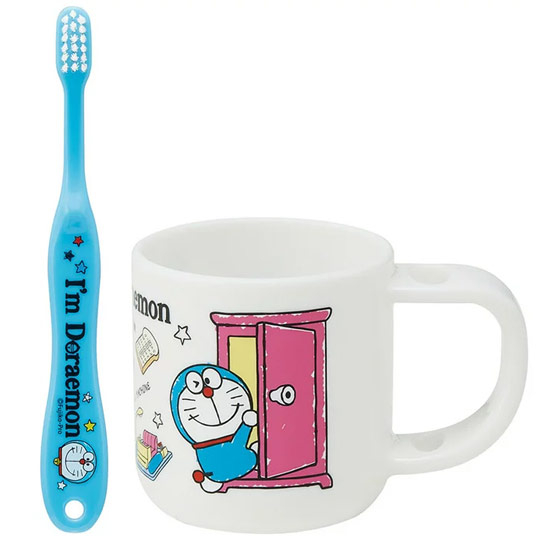 哆啦A梦儿童牙刷杯组 附牙刷盖 漱口杯 盥洗用品 3-5岁适用任意门