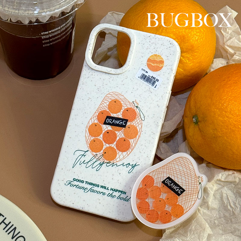 BUGBOX橘子摇摇乐原创意解压降解材质适用苹果15pro手机壳ins高级感iPhone14promax软壳13保护套新款气囊支架