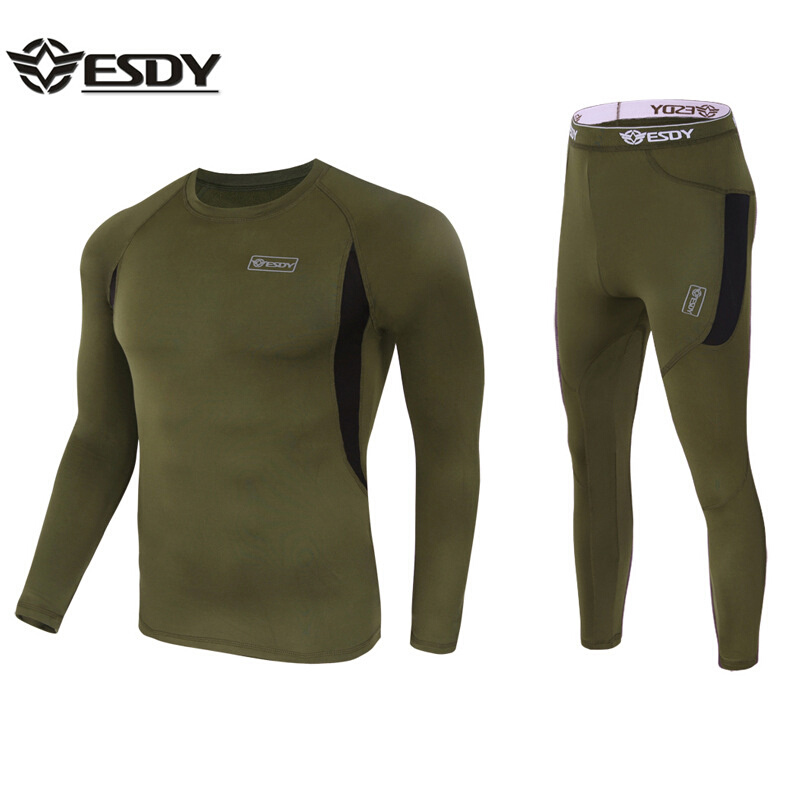 ESDY户外运动功能内衣 抓绒保暖内衣 运动套装训练体能服