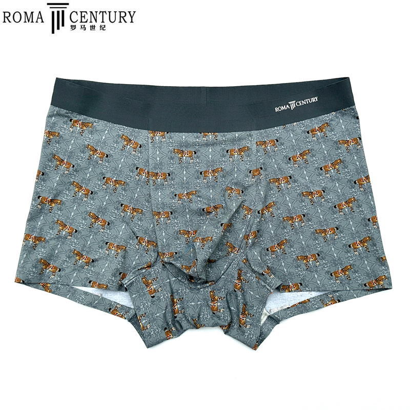 罗马世纪男士内裤印花莫代尔无痕舒适透气中腰平角裤一条装6852