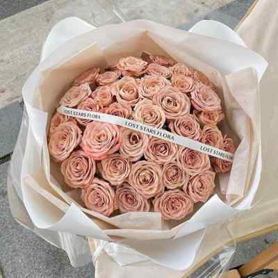 卡布奇诺复古玫瑰花鲜花速递同城送女友生日花束北京广州上海花店