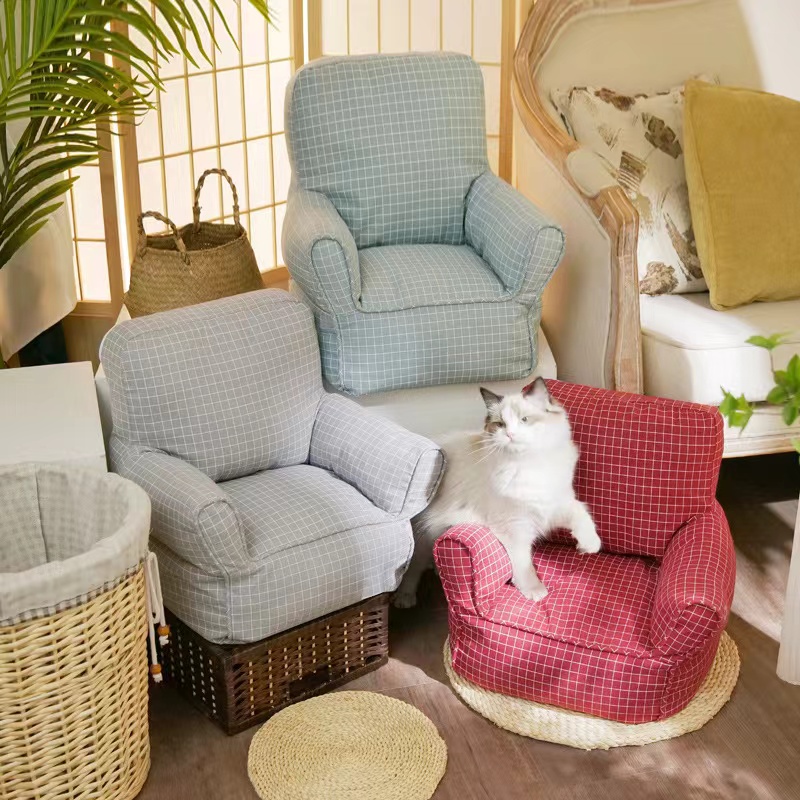 新款猫咪沙发可拆洗宠物窝四季通用棉质猫床猫咪用品夏季猫窝沙发