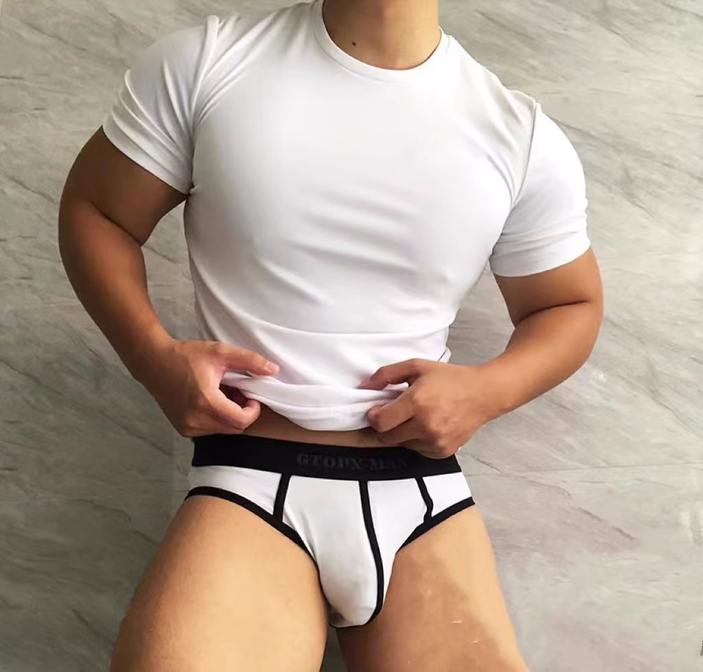 男士内裤低腰性感运动三角裤纯棉单层囊袋设计男生体育生运动大码