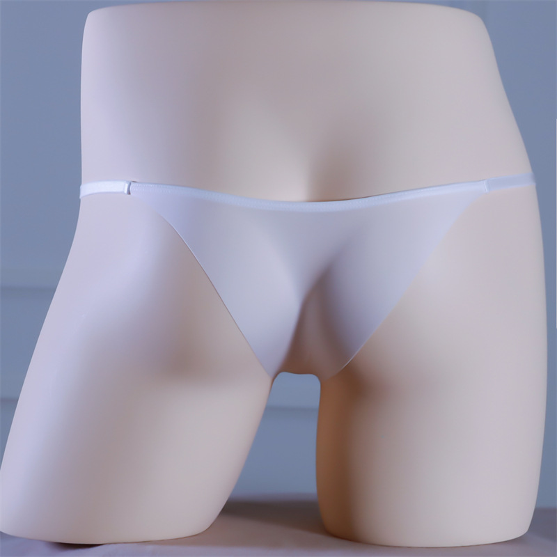 半包臀三角内裤男士透明性感冰丝丁字新款内衣超薄男生男式细带