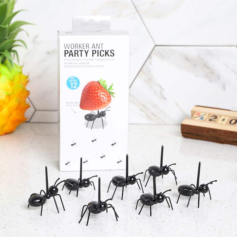 塑料蚂蚁叉蚂蚁搬家点心叉蚂蚁牙签便当签派对系列水果叉12pc装