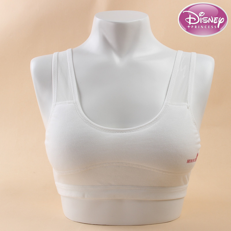 迪士尼少女文胸女童9-12岁舒肤棉发育期一阶段白色小内衣透气背心