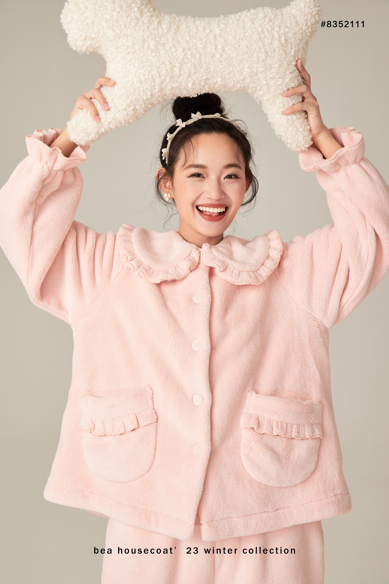 Bea珊瑚绒睡衣专柜韩版减龄家居服纯色加厚法兰绒少女保暖套装冬