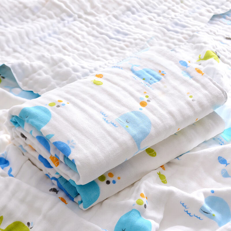 推荐北极绒婴儿浴巾纯棉A类加厚6层纱布卡通吸水新生儿童宝宝盖毯