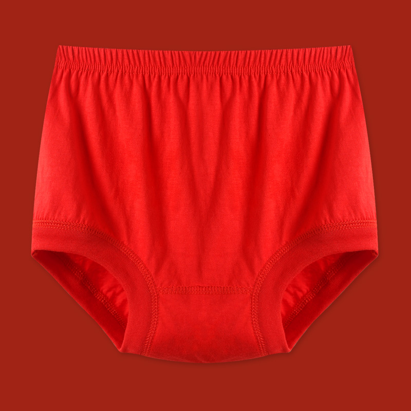 女士红内裤纯棉女士中老年本命年大红色高腰100%棉妈妈老人三角裤