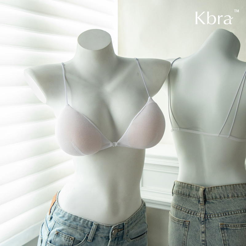 Kbra显胸大腰细外扩版美背内衣女前扣式三角杯显大小胸聚拢文胸罩