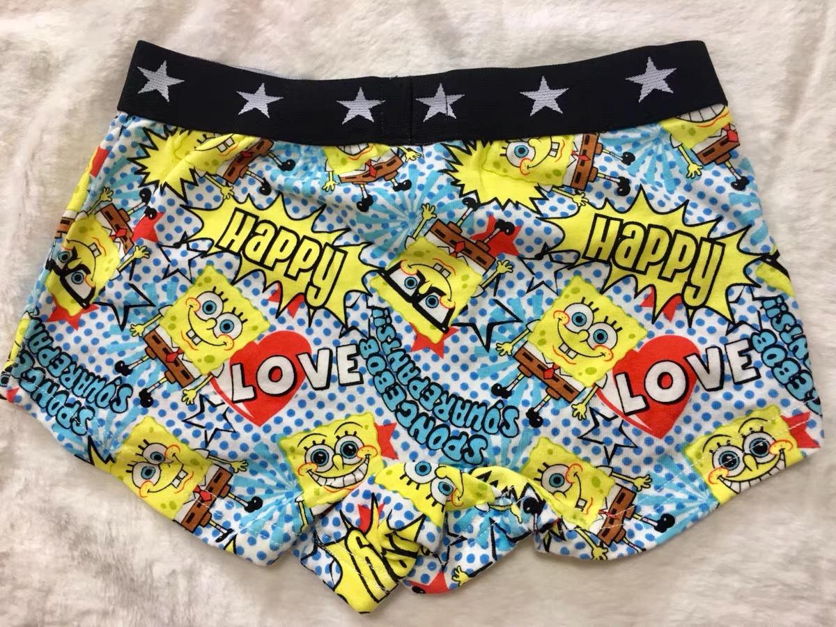 日单  SpongeBob 海绵宝宝 卡通可爱 少女 纯棉 女士平角内裤3.7