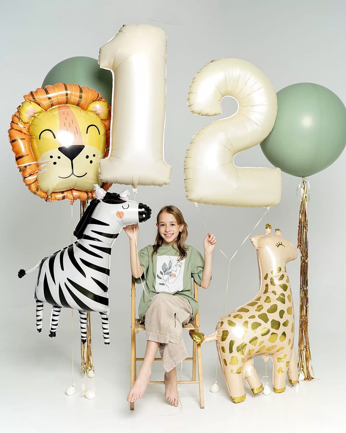 动物主题铝膜气球宝生日装扮儿童节庆用品拍照道具飘空氦气球礼物
