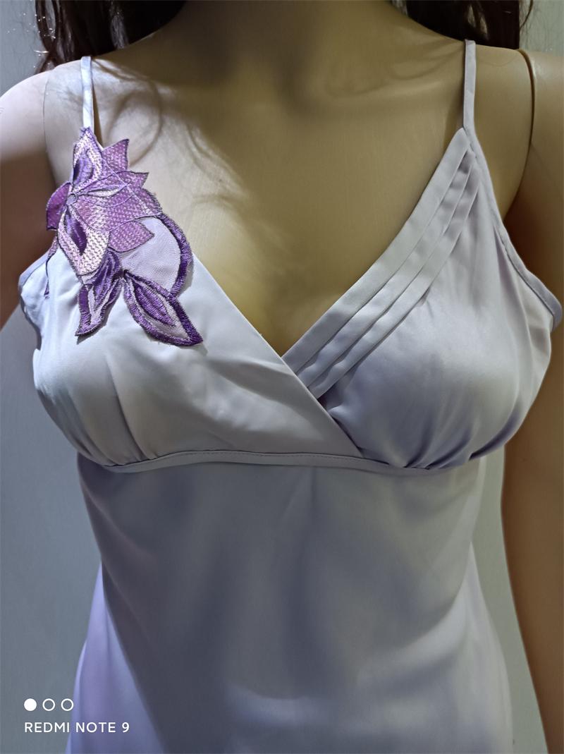 法曼儿品牌女式夏季绣花吊带背心女士纯色两件套修身睡衣1220201