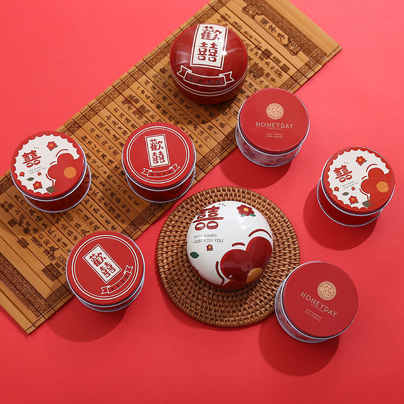 新款结婚礼中国风马口铁盒摆桌免折叠喜糖盒子高级感糖果伴手礼盒