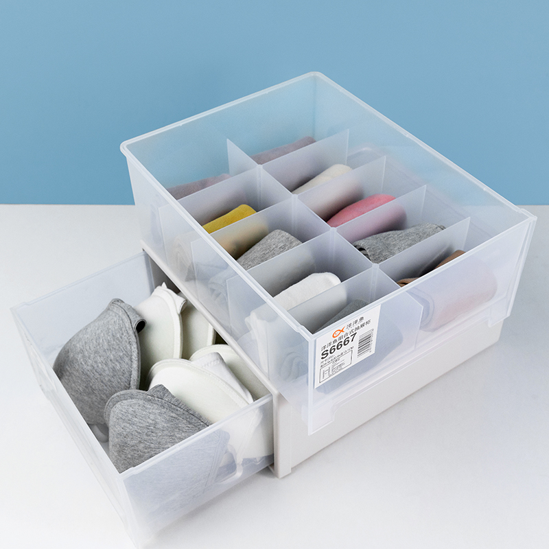 收纳盒塑料抽屉式透明收纳文胸内裤袜子 食品级储物内衣物整理箱