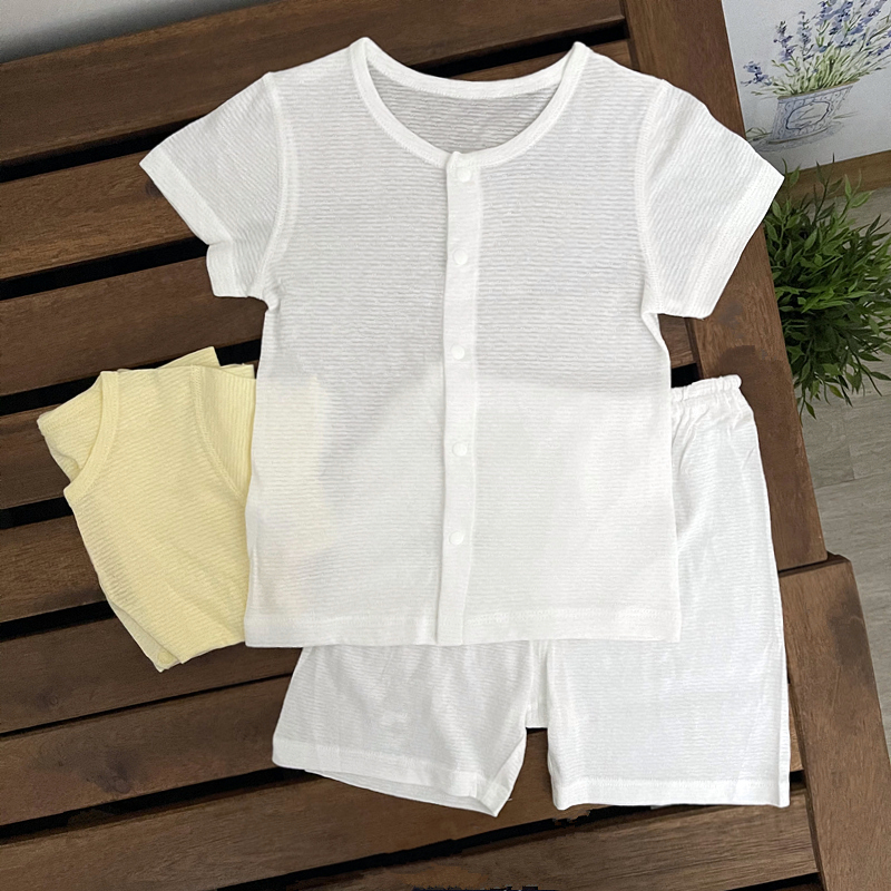 婴儿衣服宝宝超薄竹纤维空调服夏季薄内衣套装儿童睡衣短袖套夏装