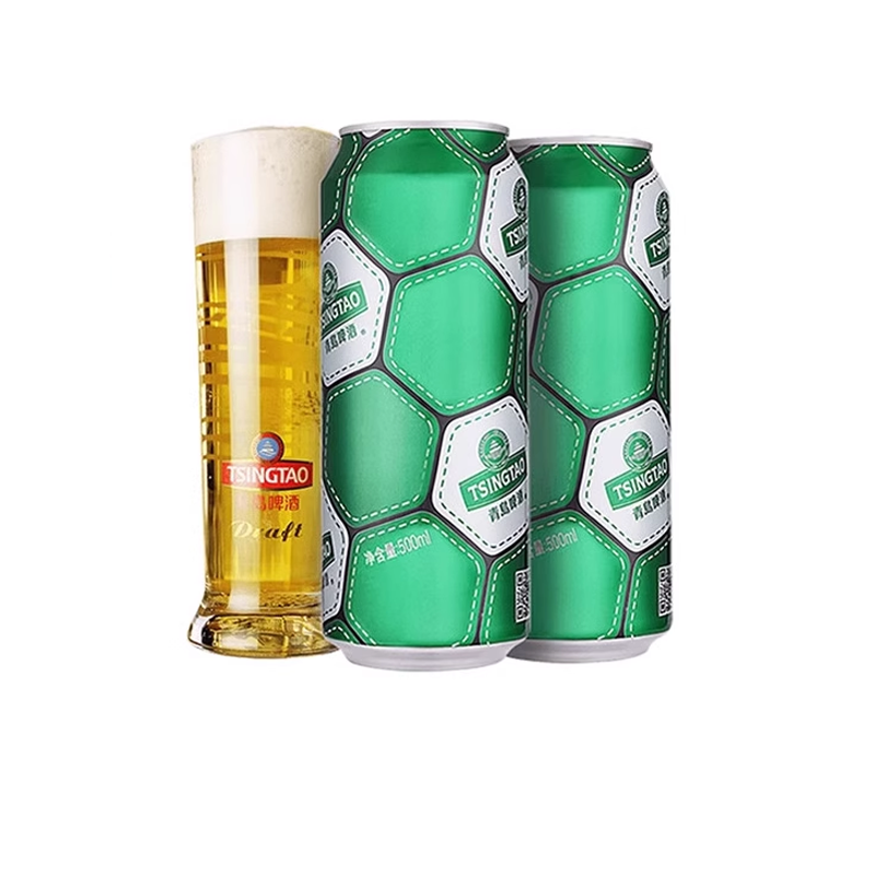 青岛啤酒经典定制啤酒足球罐500ml*12听小麦黄啤酒大罐啤酒整箱