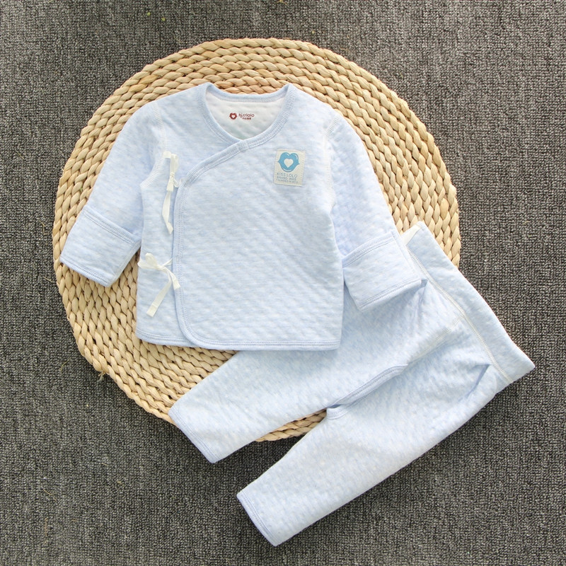 新生儿衣服0-3个月春秋初生婴儿加厚纯棉保暖夹棉内衣冬季套装