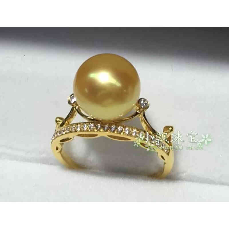 女王皇冠戒指 金珠戒指 K金日本akoya阿谷屋天然海水珍珠戒指