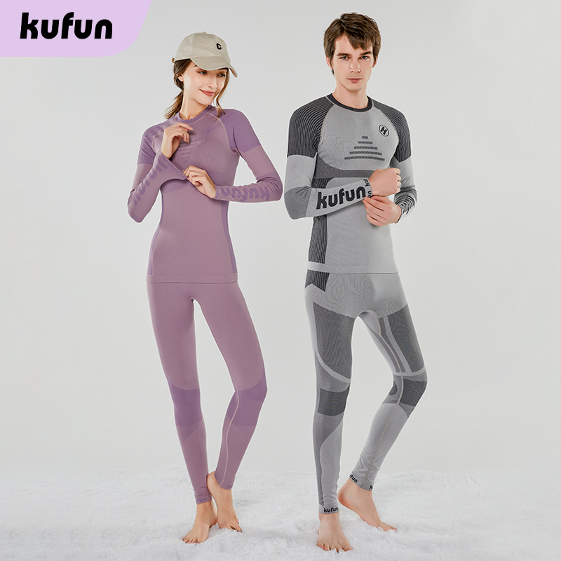 酷峰kufun滑雪速干内衣暖压缩排汗透气女男户外登山运动功能套装