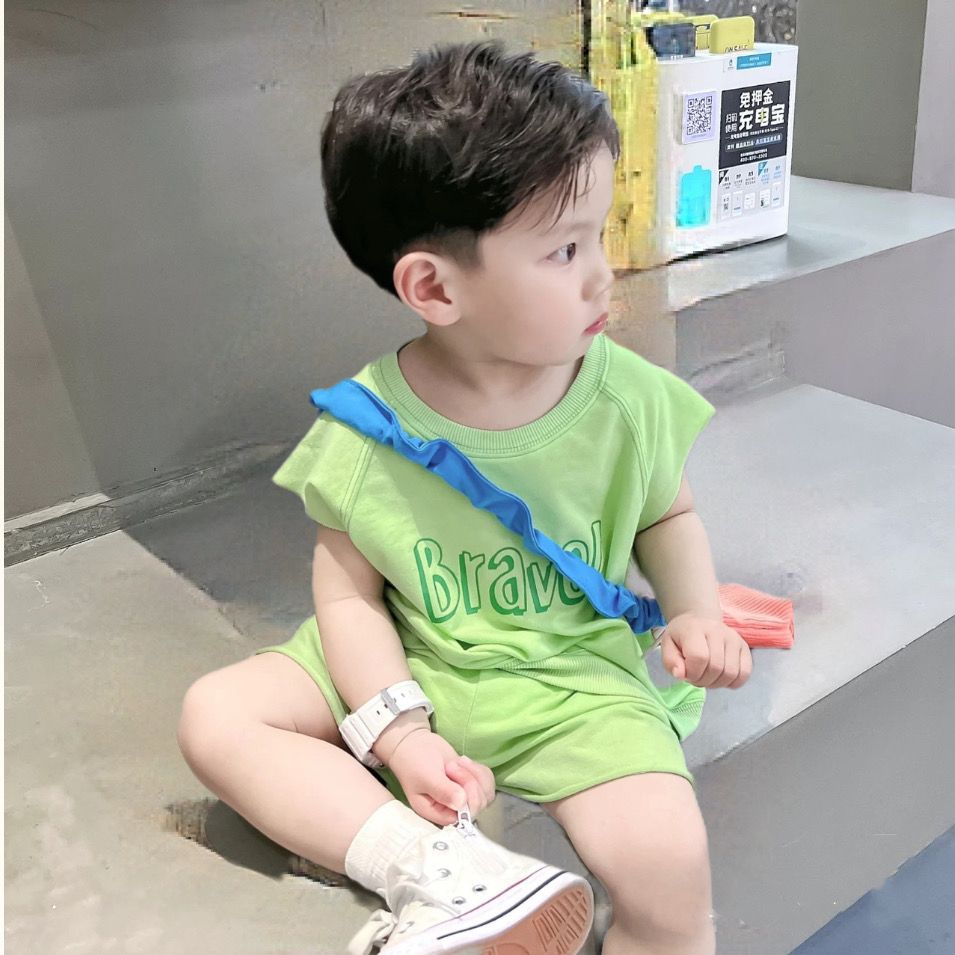 儿童夏季套装2024新款韩版男小童休闲运动装男宝宝无袖背心两件套