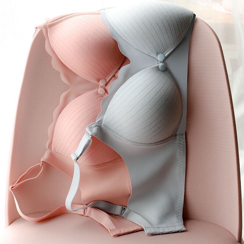 孕妇内衣前开扣怀孕期聚拢收副乳防下垂产后胸罩哺乳文胸喂奶薄款