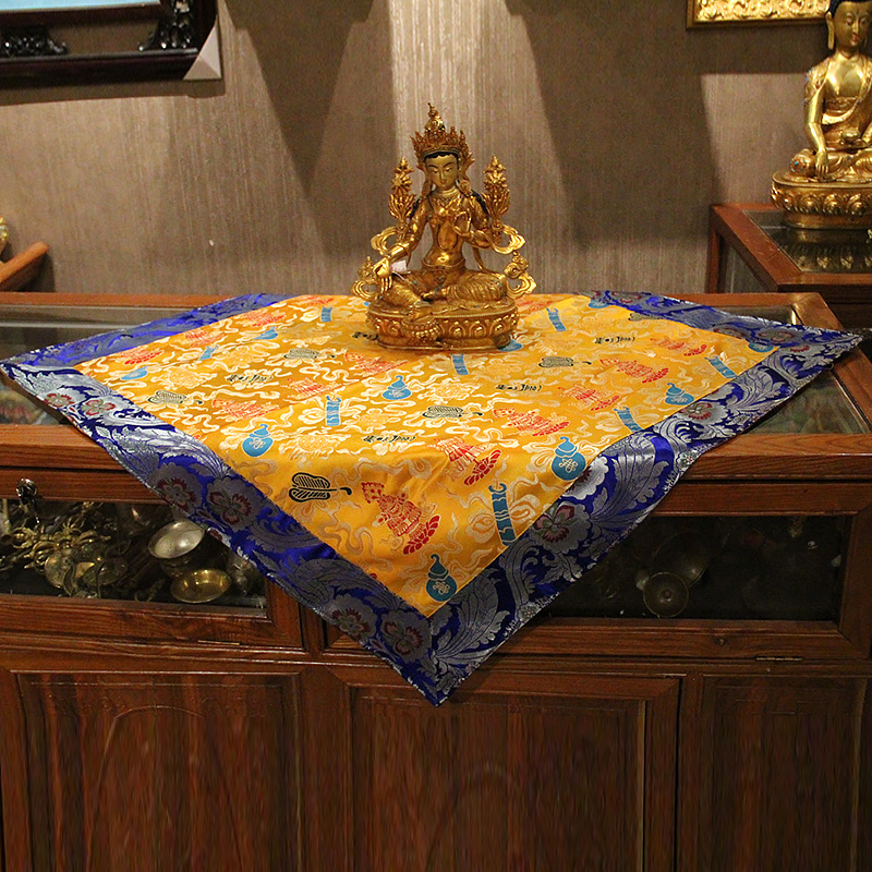 藏式居家布艺八吉祥拼接厚实桌布民族风供佛台布藏传密宗长方桌布