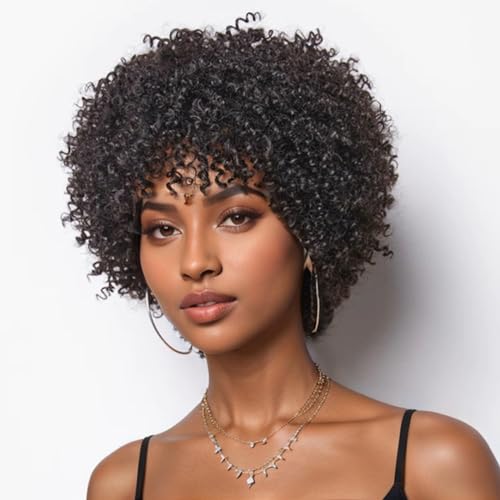 6 Inch Afro kinky curly Human Hair Afro Curls Wigs Short Cur